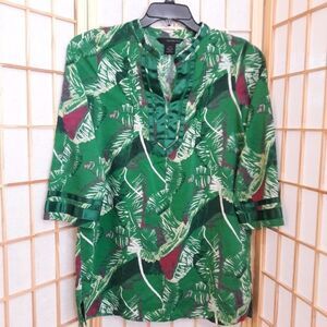 Calvin Klein Women's Leaf Print Tunic Top Blouse S